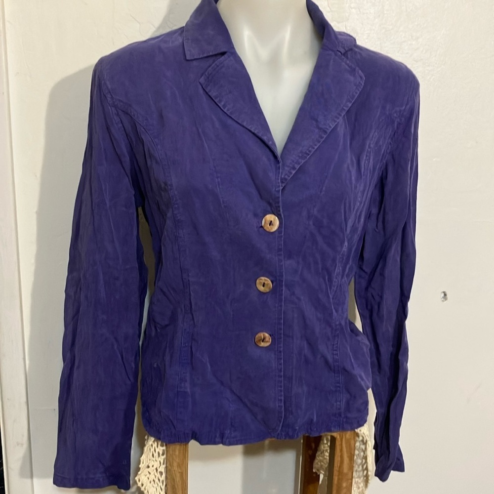 Tianello garment dyed rayon blazer jacket M Women's made in USA